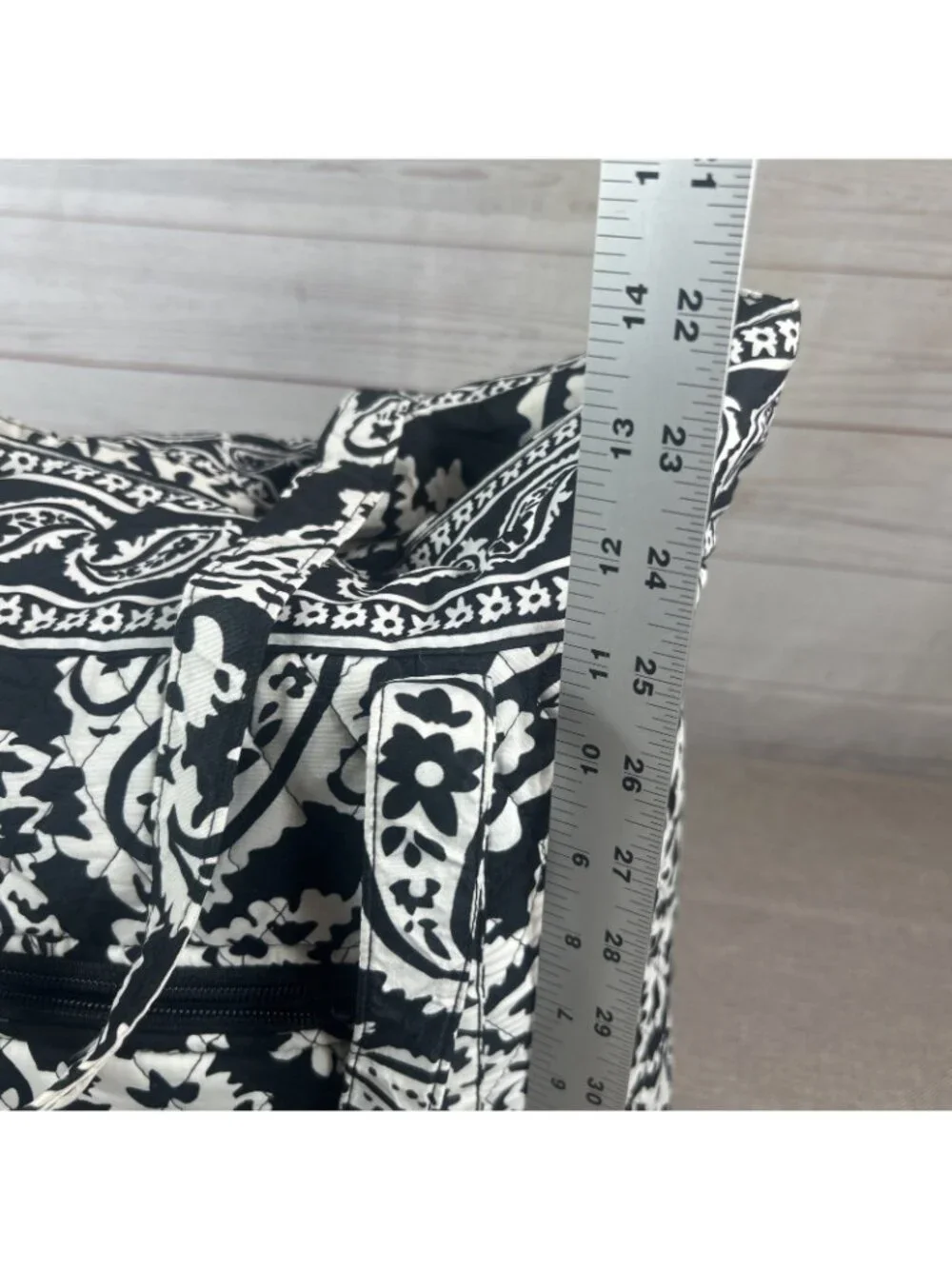 Unbranded Black White Paisley Floral Zip Tote W/ Sides Diaper Travel Work Bag
